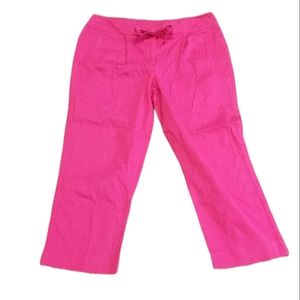 Cato Pink Capri Pants Tie Bow Pockets Cotton Blend